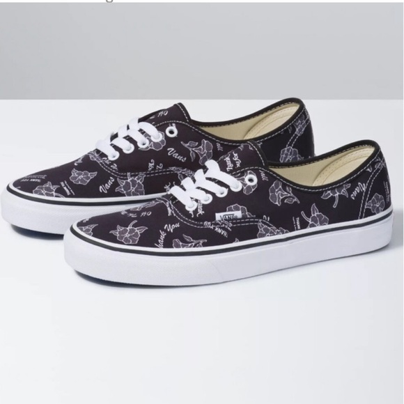 Vans Shoes - Vans authentic black canvas thank you floral sneaker shoes 8.5 woman new